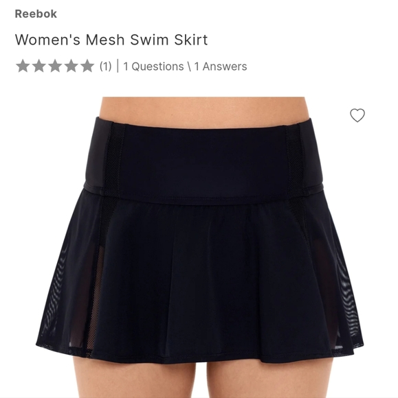 Reebok Black Mesh Mid-Rise Swim Skirt With Back Pocket - Picture 4 of 16